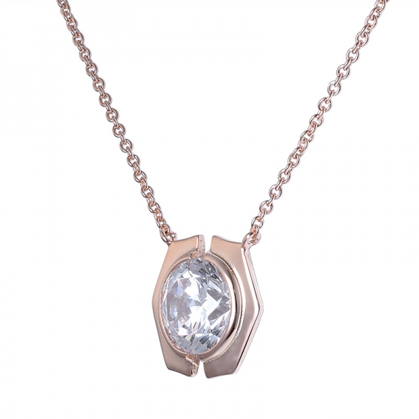  3,5 ct tondo CZ diamante 18K collana placcata oro rosa set di gioielli 