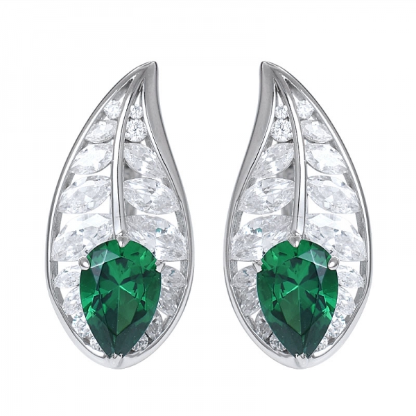 pietra di smeraldo creata in laboratorio di alta qualità 925 orecchini in argento sterling 