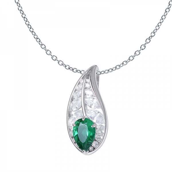 pietra di smeraldo creata in laboratorio di alta qualità 925 ciondolo in argento sterling 