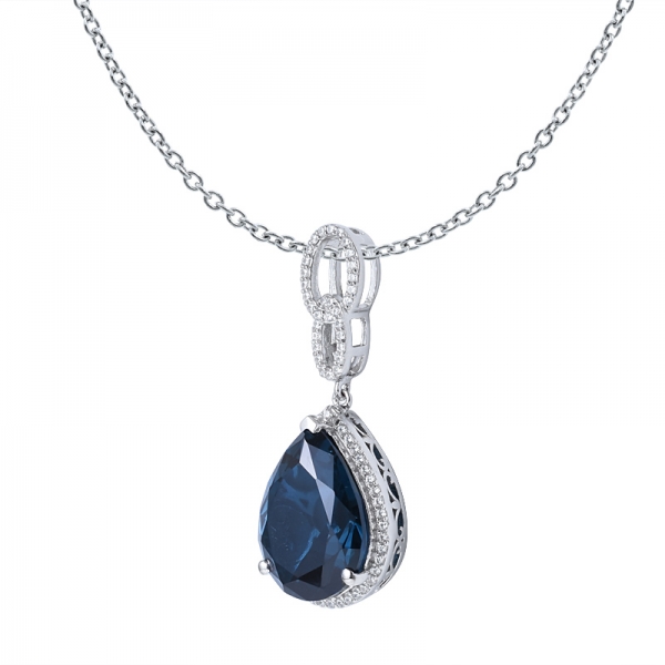 gioielli 925 pendente in argento con topazio blu londra a forma di pera 