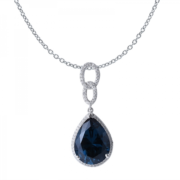 gioielli 925 pendente in argento con topazio blu londra a forma di pera 