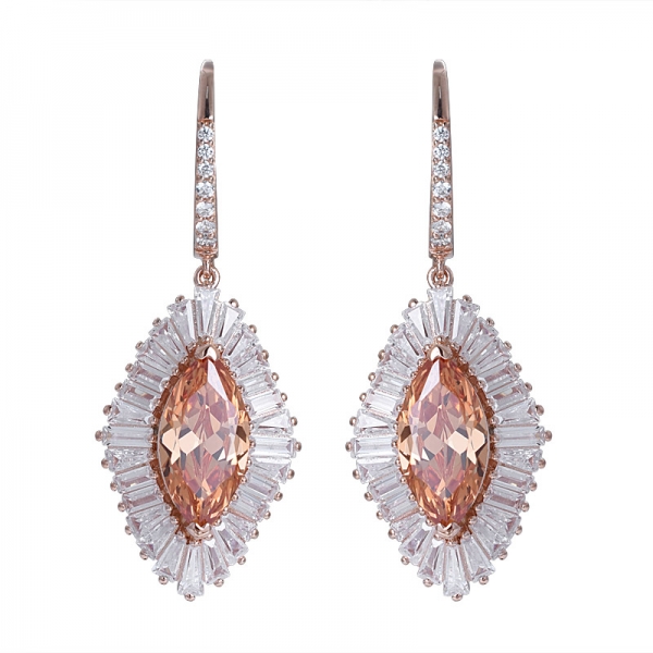 champagne diamond cz center design halo hoop orecchino set gioielli 