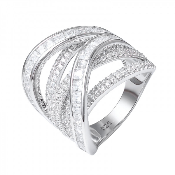anelli a fascia croce di diamanti unici alla moda Per fidanzata 