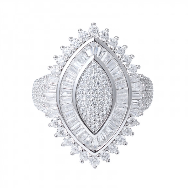 commercio all'ingrosso 925 anello di fidanzamento in argento sterling con pietra preziosa a forma di marquise 