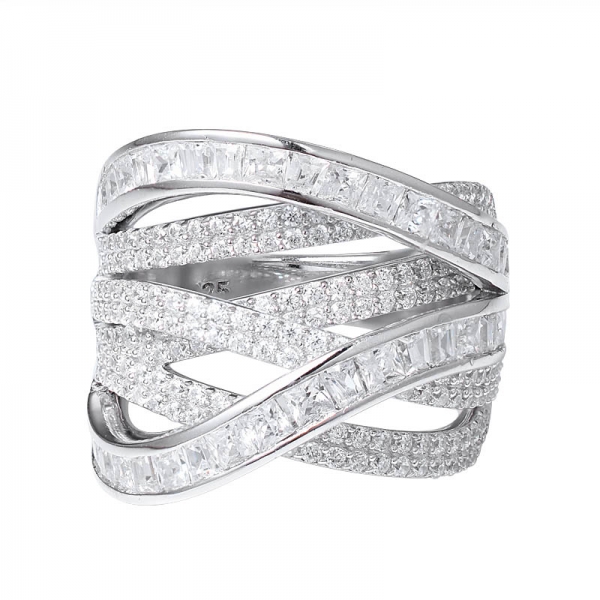 anelli a fascia croce di diamanti unici alla moda Per fidanzata 
