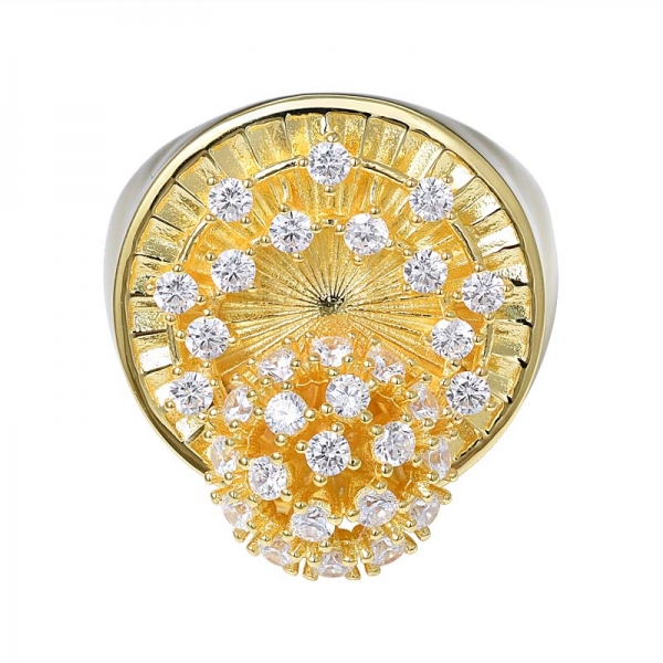  925 anello in argento sterling con bocciolo di fiore con placcato oro giallo 