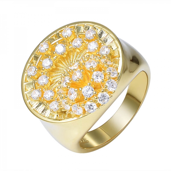 925 anello in argento sterling con bocciolo di fiore con placcato oro giallo 