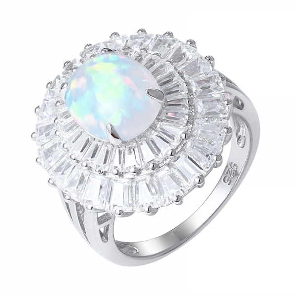 anello in argento sterling da donna con gemma opale rosa ovale di alta qualità 