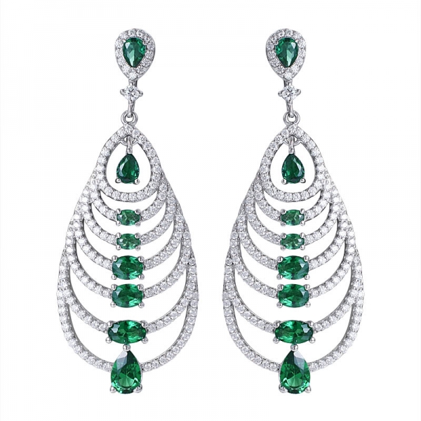 orecchini pendenti eleganti in argento sterling con smeraldi verdi 