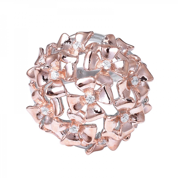 nuovo design ad anello in oro rosa a forma di fiore di moda per le donne 