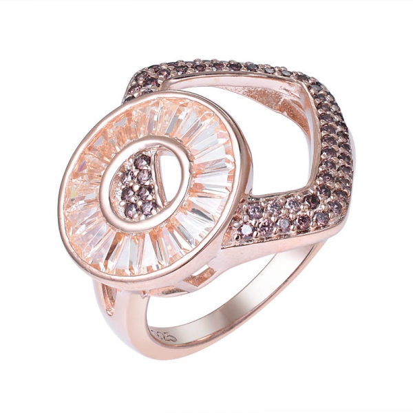 gli anelli all'ingrosso della CZ del cristallo di champagne di colore dell'oro rosa hanno regolato i monili 