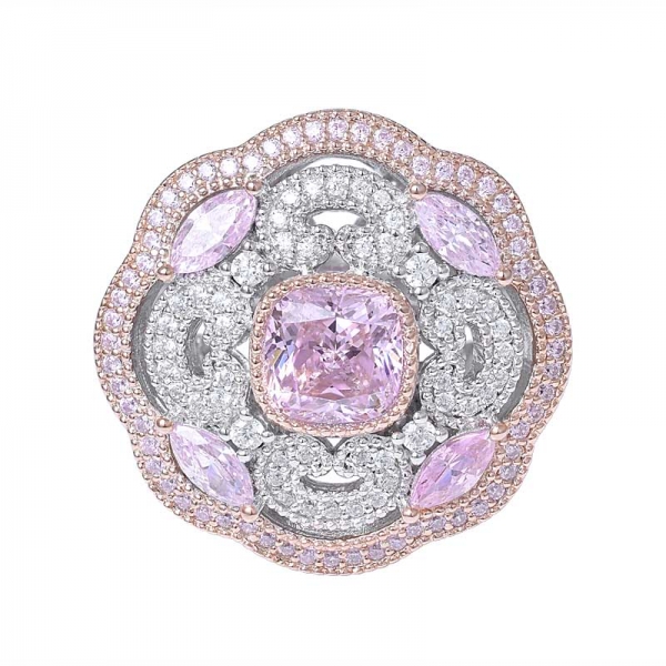 fashion design 1ct anello di fidanzamento con diamante rosa chiaro taglio cuscino 