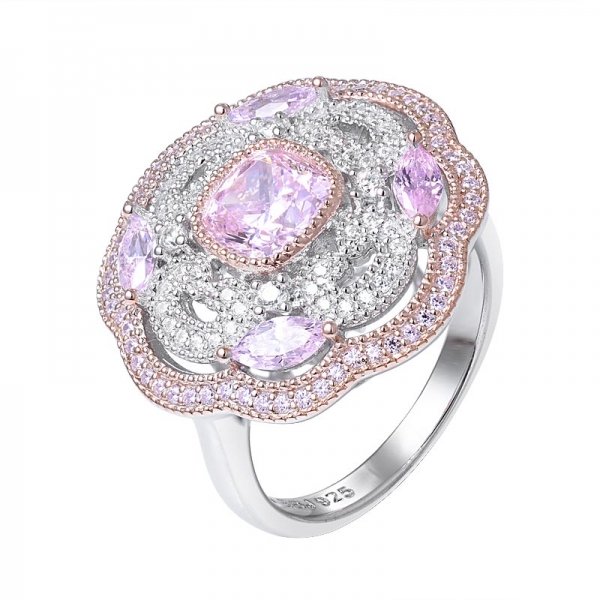fashion design 1ct anello di fidanzamento con diamante rosa chiaro taglio cuscino 
