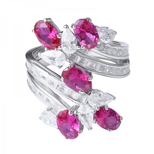 nuovi cristalli a grappolo di arrivo anello ovale rubino corindone pietre Anello rubino da donna 