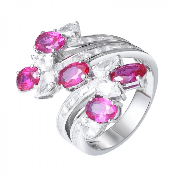 nuovi cristalli a grappolo di arrivo anello ovale rubino corindone pietre Anello rubino da donna 