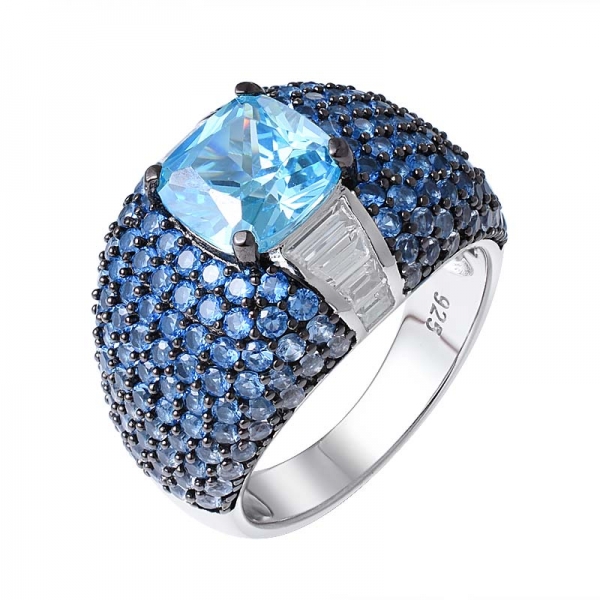 gemma blu taglio cuscino apatite neon in  925 anello in argento sterling Per grossista di donne 