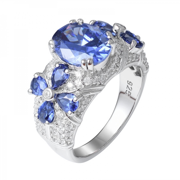 splendido anello tiara CZ classico con taglio ovale champagne cubic zirconia CZ enorme 
