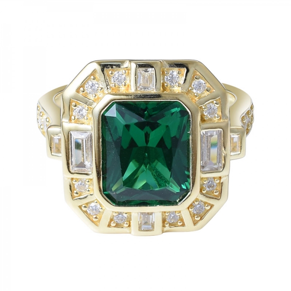 creato verde smeraldo placcato oro su anello in argento sterling 