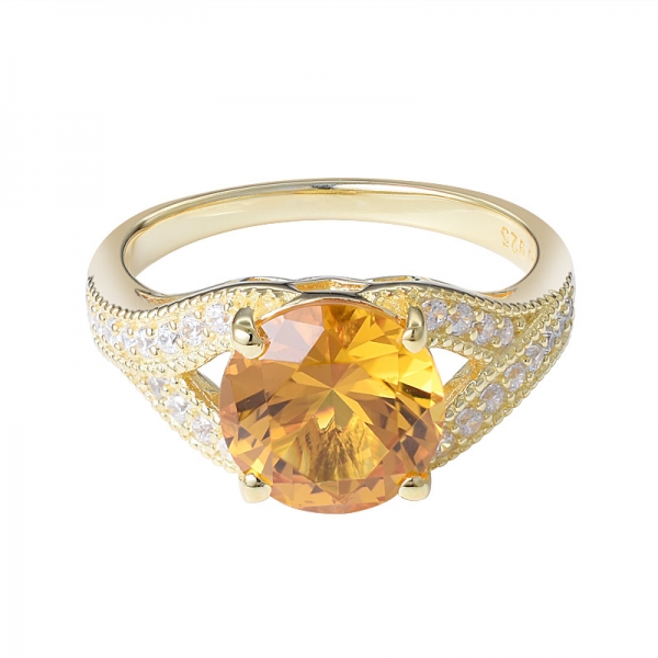 anello in oro arancione cz da 3,0 ct a taglio rotondo su argento 