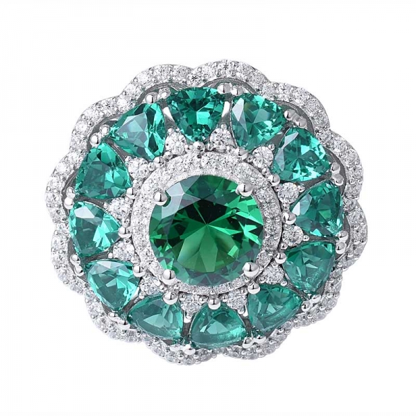 2 ctw lab ha creato un anello in argento sterling con rodio a taglio rotondo verde smeraldo 