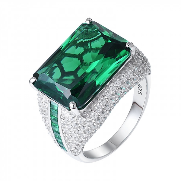 gioielli in argento sterling creati verde smeraldo Nano anello solitario con pietre preziose 