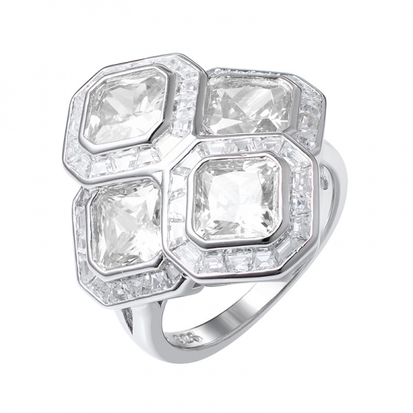 anello con taglio Asscher in argento sterling e zirconi colorati 18 carati 