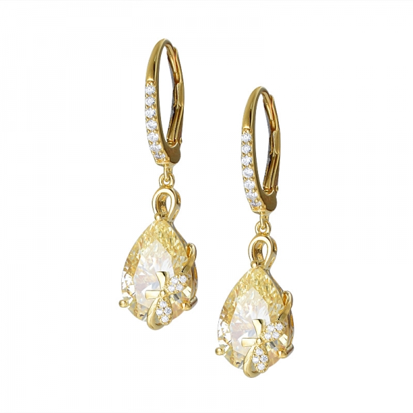 regalo dei monili di cerimonia nuziale dell'orecchino del diamante giallo del taglio della pera delle donne di lusso 925 argento 5Ct 
