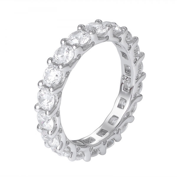 anello arcobaleno in argento con zaffiro sintetico a taglio rotondo 