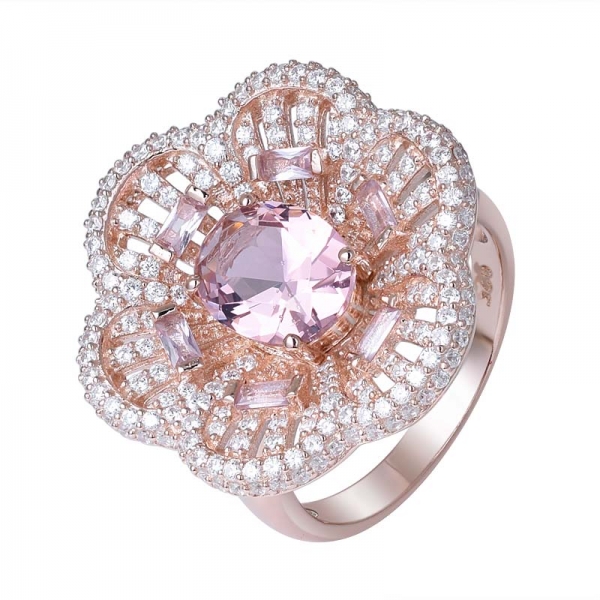 Morganite taglio ovale 2 carati cz anello in oro rosa su argento sterling con set di gioielli da donna 
