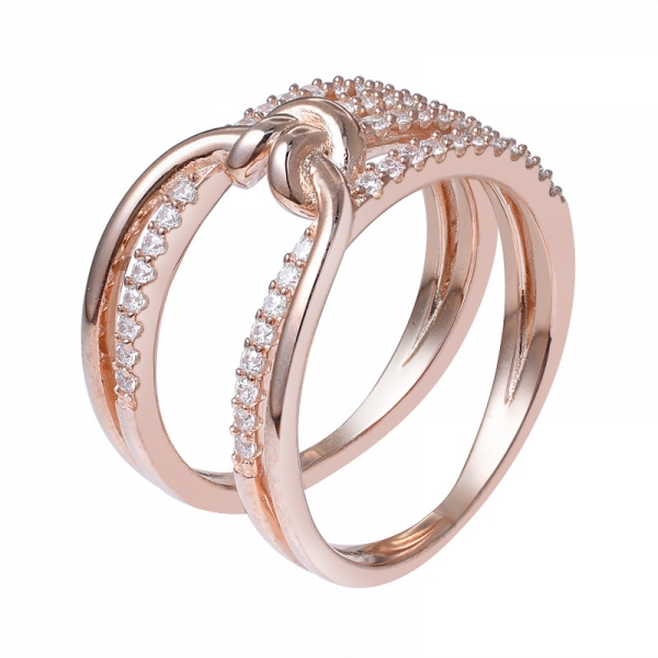 anello di fidanzamento placcato oro rosa in argento sterling all'ingrosso per donne 