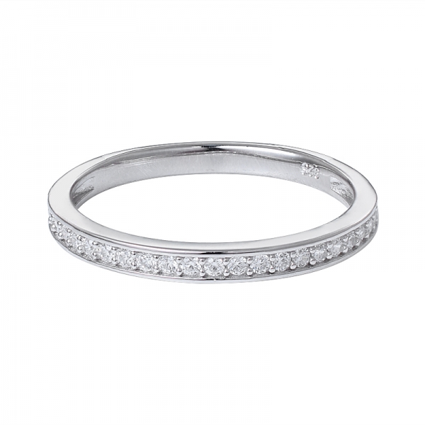  1,25 mm rotondo cz anello eternity in argento sterling rodiato con pietra 