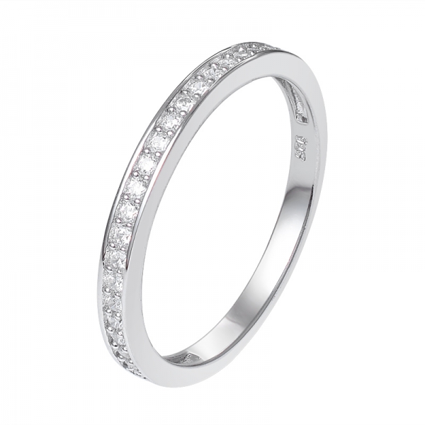  1,25 mm rotondo cz anello eternity in argento sterling rodiato con pietra 