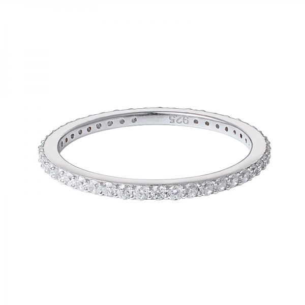  1,3 mm piccolo cz anello eternity in argento sterling rodiato con pietra 