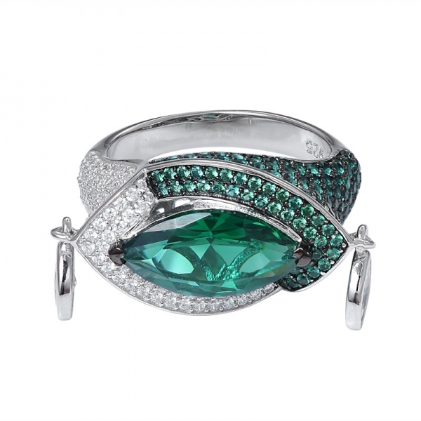creato verde smeraldo Marquse taglio nero 2 toni placcato 925 anello in argento sterling 