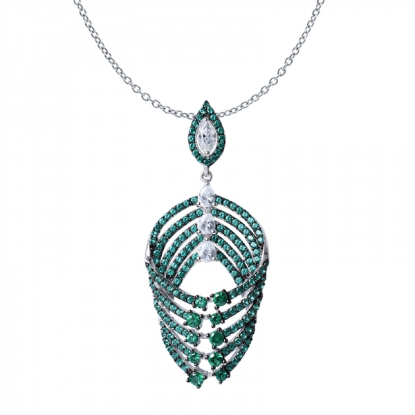 argento sterling verde smeraldo 2 toni tono nero su gioielli con pendente a grappolo 