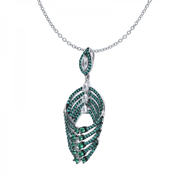 argento sterling verde smeraldo 2 toni tono nero su gioielli con pendente a grappolo 