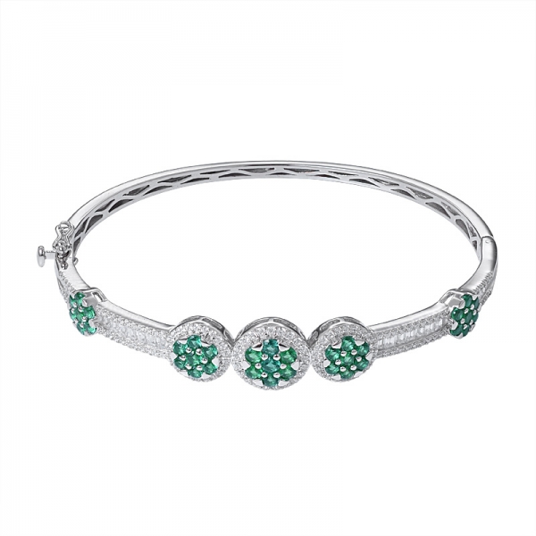 creato braccialetto verde smeraldo rodiato su argento sterling per le donne 