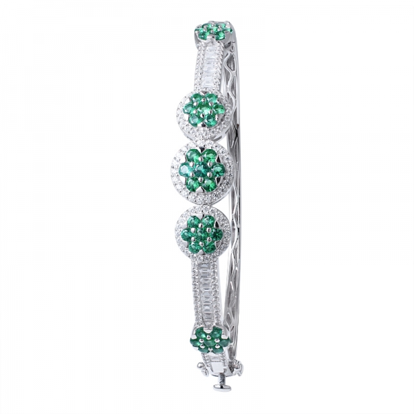 creato braccialetto verde smeraldo rodiato su argento sterling per le donne 