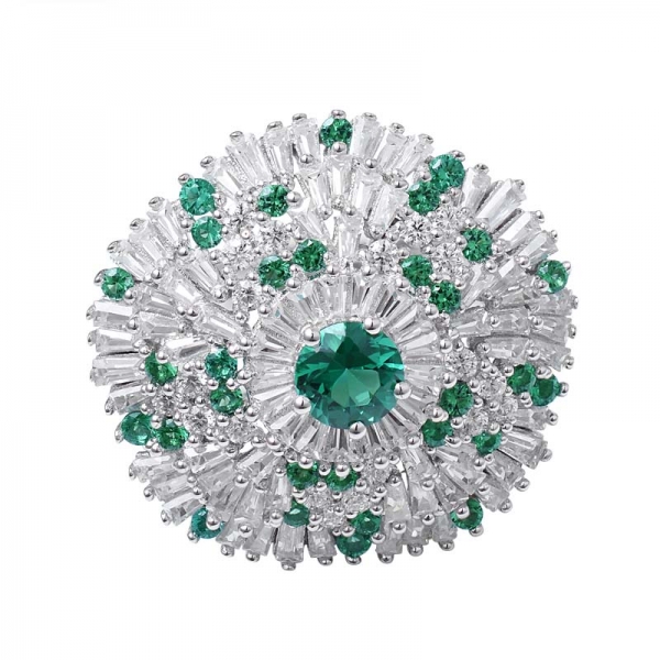 smeraldo verde rotondo creato 925 anello di fidanzamento in argento sterling 