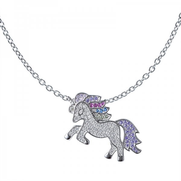 zirconi colorati rodio su cavallo in argento sterling sharpe set di gioielli ciondolo 