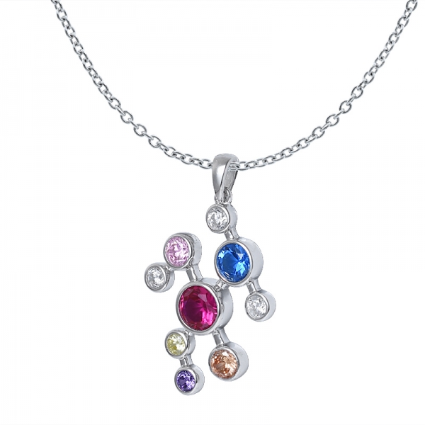 colorato cz gemstong gioielli in argento sterling con ciondolo arcobaleno 