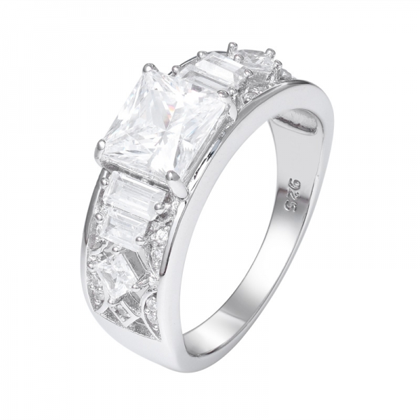  AAAAA bianco CZ Rodio taglio princess 1 carato su 925 anello di fidanzamento promessa in argento sterling 