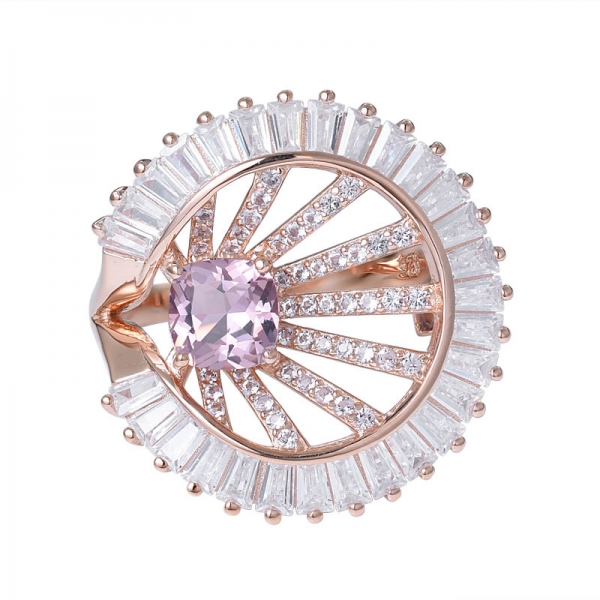 la morganite rosa creata in oro rosa su 925 anello di fidanzamento in argento sterling 