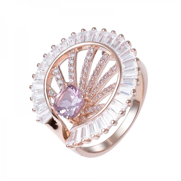 la morganite rosa creata in oro rosa su 925 anello di fidanzamento in argento sterling 