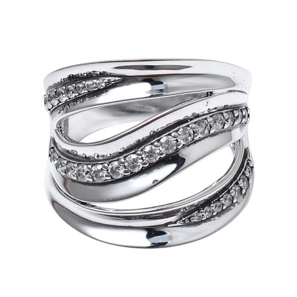 forma croce bianca cubica nera artigianale sopra 925 anello in argento sterling 