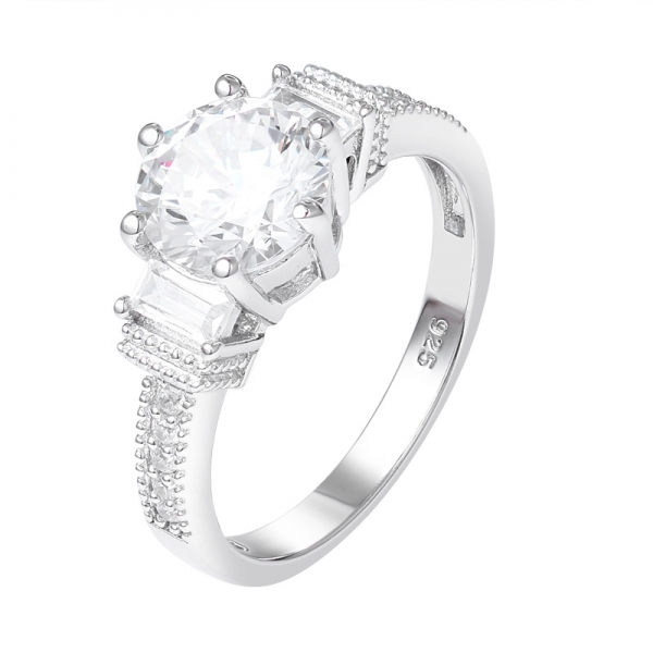  1,5 ct anello di fidanzamento in argento sterling con zirconi brillanti tondi rodio 