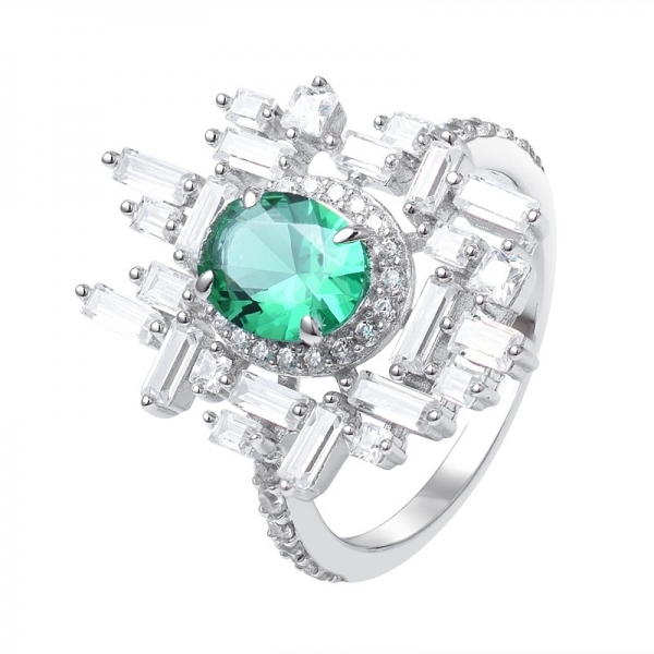 lab ha creato smeraldo 1ct anello di fidanzamento in argento sterling con rodio a taglio rotondo 