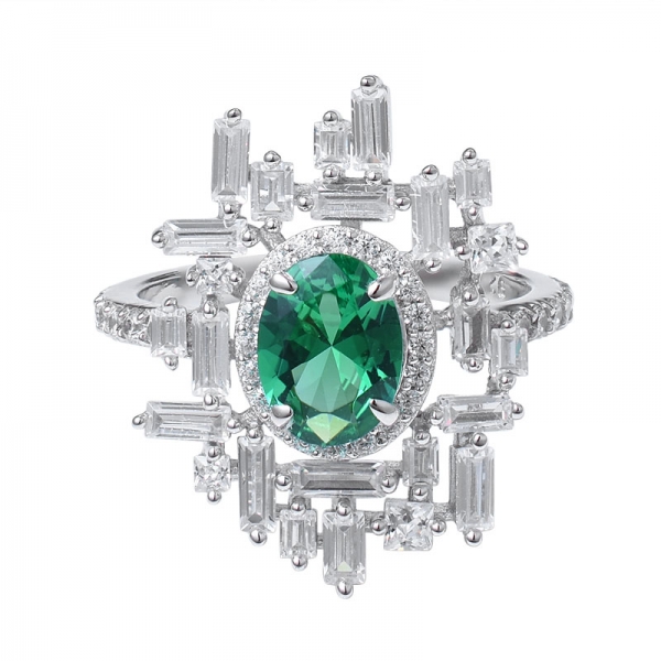 lab ha creato smeraldo 1ct anello di fidanzamento in argento sterling con rodio a taglio rotondo 