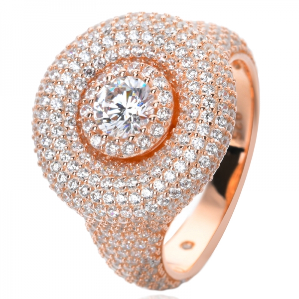 Bianco zirconi zirconia rosa oro su anelli di anniversario in argento sterling 