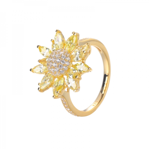 Anello a grappolo di diamanti per donna in anello floreale in oro 18 carati sterling 